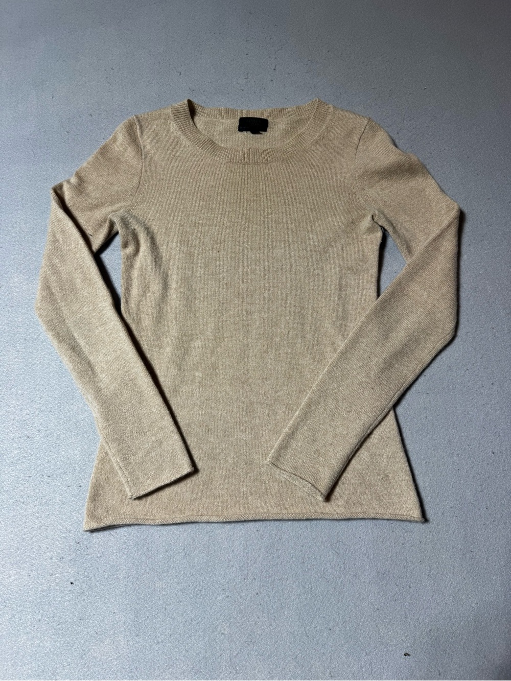J. Crew Women's Tan Cashmere Crewneck Long-Sleeve Sweater